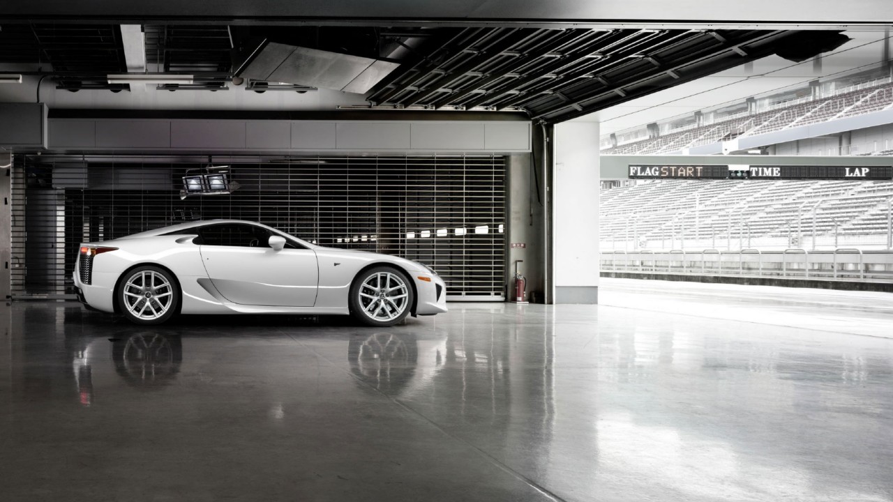 Lexus LC Sport in a race track garage 