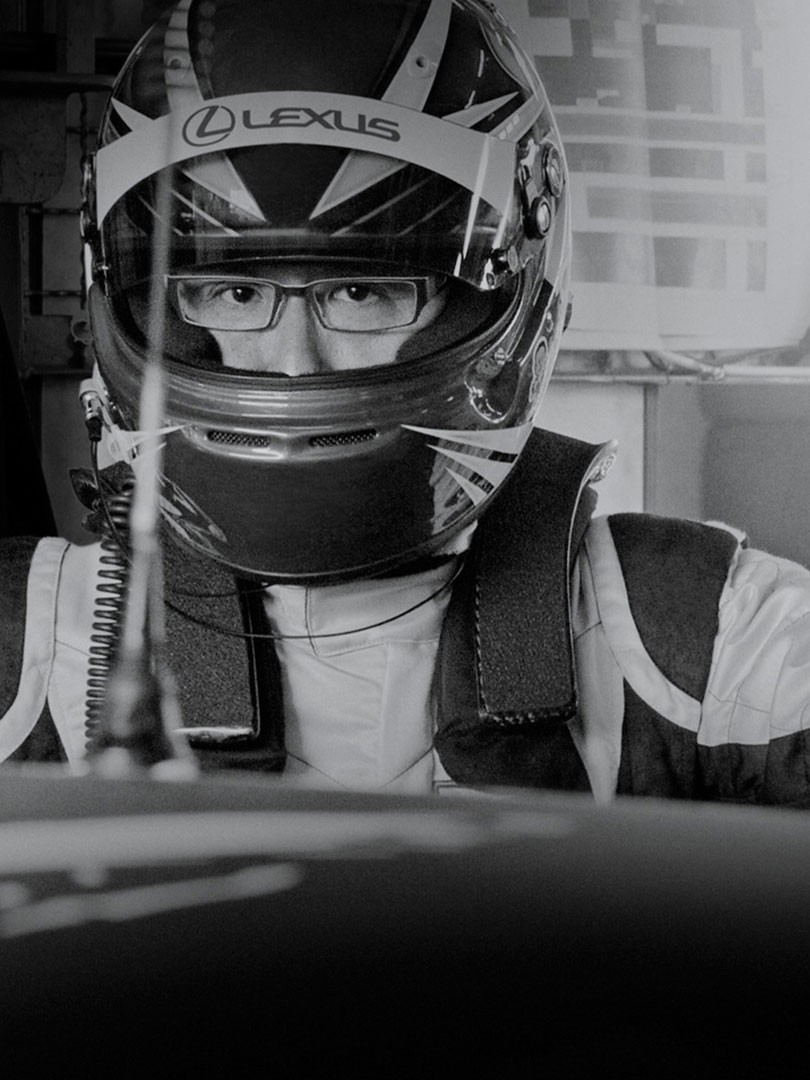Akio Toyoda wearing race gear 