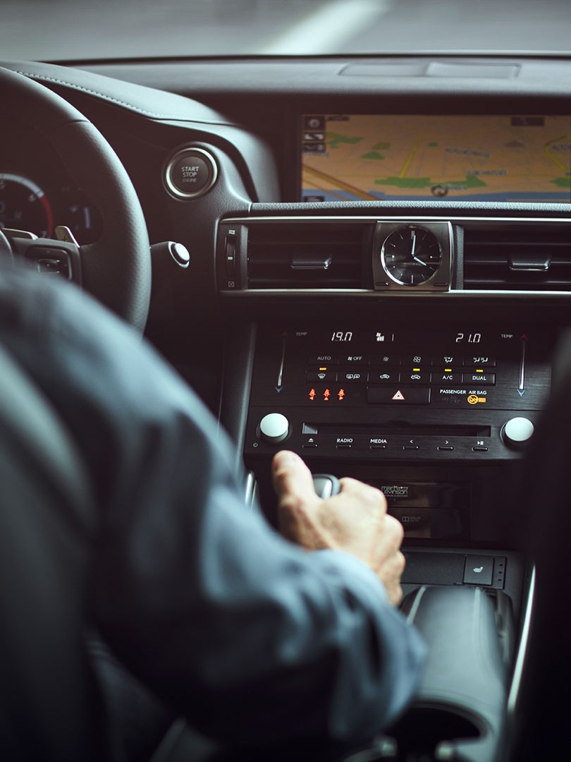 A close up of a Lexus centre console 