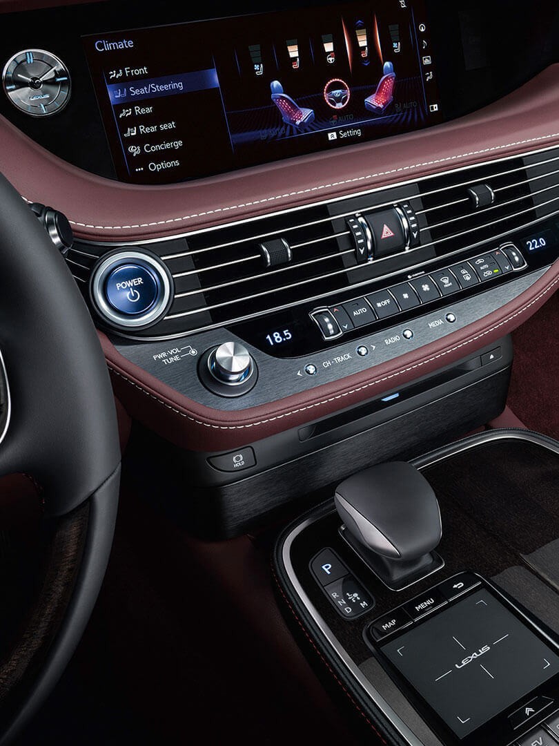 A close up on a Lexus centre console 