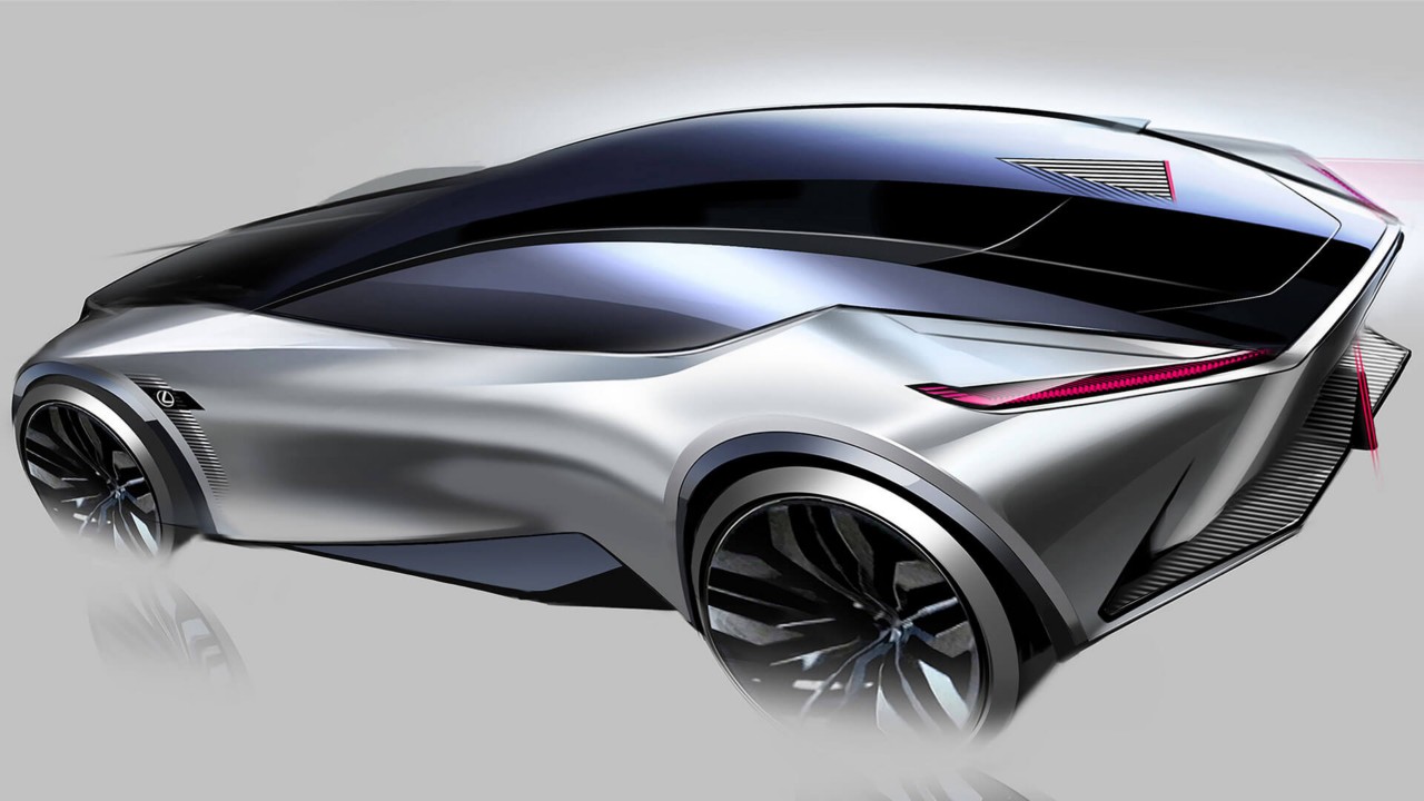 Detailed rear view sketch of the Lexus LF-Z Electrified concept car
